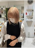 ダブルカラーミルクティーベージュケアブリーチハイトーンカラー