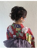 パリスパート2 浴衣 サイド 大きな 編み込み シニヨン風 ヘアアレンジ