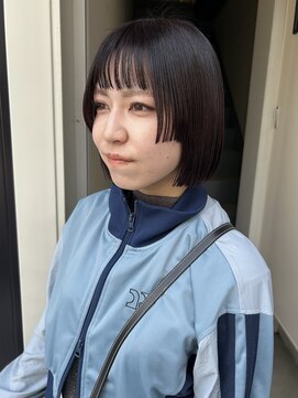 ニカ(NICA) 【NICA】姫カットボブ切りっぱなしボブラベンダーカラー＊緒方