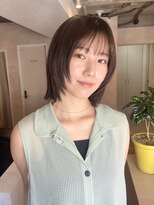 サンルーム(SUN room)&nbsp;レイヤーボブアッシュブラウン顔まわりカット大人可愛いツヤ髪