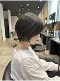 丸みショートボブ×ハイライト