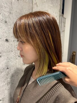アース 高円寺店(HAIR & MAKE EARTH) ライムイエローのインナーカラー♪  【@mppp_32485】
