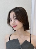 【マリコ】フェイスレイヤー/切りっぱなしボブ/グレージュ