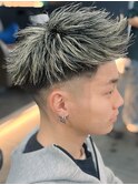 奈良ホワイトメッシュツイストパーマフェードジェットモヒカン