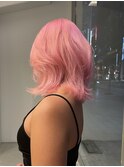 ★ミディアムレイヤー/海外風くびれボブベイビーピンク/銀座20代