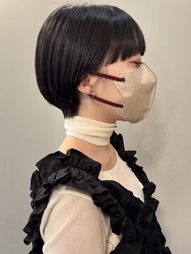 サンプラス(san+) ショートボブショートカットワイドバング暗髪/木梨健太