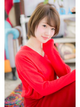 ヘアアンドビューティー ミック(Hair & Beauty miq) 斜めバングカーキベージュ♪大人ガーリーボブルフa