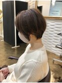 大人可愛い20代30代40代50代黒髪前下がりショートボブ/鹿児島