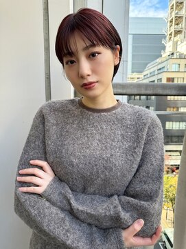 ノク(nok) マッシュショート_黒髪ボブルフネビージュ小顔ワンレン