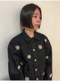 切りっぱなしミニボブヘアアレンジ