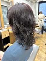 デジタルパーマ イメチェン チェリーブラウン ウルフ