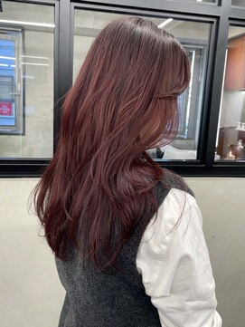 ニコ トウキョウ 渋谷(nico TOKYO) ダブルカラーチェリーレッドピンクブラウン韓国レイヤーロング