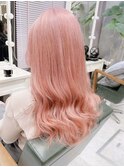 コーラルオレンジピンク/ゆるふわロングヘア