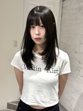 ヨーク(YOKE) 【YOKE】オリーブグレージュレイヤー顔周りカット地毛風暗髪前髪