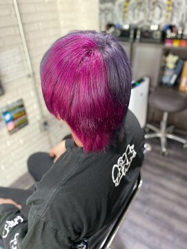 ミミック (mimic) 【派手髪】pink grape × silver gray【ツートンカラー】