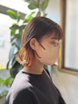 エッジ 下北沢(edge.) ボブ　イヤリングカラー　オレンジ　edge.下北沢