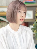 カバーヘアアンドスパ ブリス 浦和(COVER HAIR&SPA bliss) 小顔ミルクティーピンク切りっぱなしボブディA1浦和10代20代30代