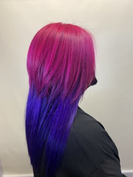 ラインヘアー(LINE HAIR) ウルフ、原色ツートーンカラー