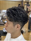 メンズリバースパーマハイライトメッシュブリーチ刈り上げ