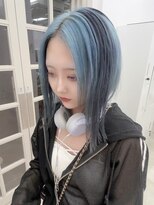ミル 心斎橋(MIL)&nbsp;ハイトーンブルー/フェイスフレーム/ミディアムヘア/心斎橋
