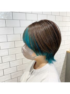 ループウエスト(LOOP WEST) グレージュ×インナーターコイズ