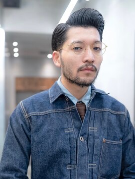 イオ 本厚木(io) 七三刈り上げアッシュブラックビジネスメンズカット