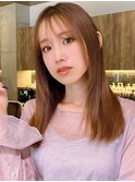セミロング30代40代ストレートレイヤー前髪なし前髪あり表参道