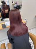 髪質改善 赤髪 神戸三宮 ストレート 前髪長め 縮毛矯正 元町
