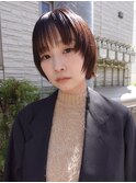 三軒茶屋ショートボブウルフレイヤーブラウン髪質改善縮毛矯正