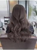 ブリーチ無し　ココアブラウン　ウェーブヘア
