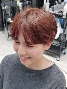 テトヘアー(teto hair) ハンサムショート　ピンクオレンジ　マッシュ　ツーブロック