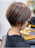クールショート・ひし形・流し前髪・アッシュブラウン【BISA】