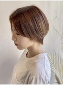 ショートボブ　orange color