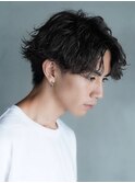 波巻きツイストスパイラルパーマメンズマッシュウルフ