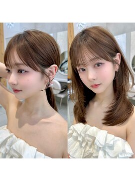アフロートリノ(AFLOAT Leino) 小顔ミディアムレイヤーフェミニンロングメルティーカラー