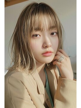 ルル(Lulu) 切りっぱなしボブミルクティベージュ