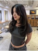 レイヤーカット　ナチュラルブラウン　学芸大学