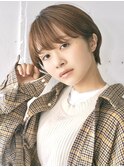 耳掛けショート/マッシュバング/ベージュカラーW1127