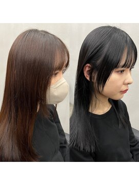 エモ(emo.) ブルーブラック × ストレートミディ