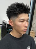 スパイキーショートボックスショート黒髪短髪フェード
