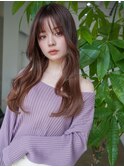 ヌーディベージュ×韓国風くびれヘア