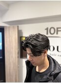 ビジネスメンズショートリクルート七三かき上げヘアツーブロック