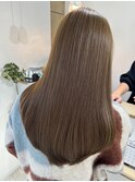 桑名ロングレイヤーカットミルクティーベージュロングヘア韓国