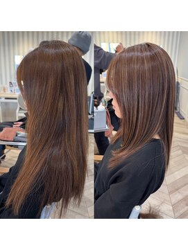 ロング×レイヤーハイライト×透明感×ラテベージュ