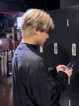 アウル 心斎橋(owl) シースルーマッシュ/ミルクティーベージュ/エンドカラー/メンズ