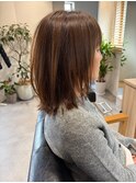 ぱっつん外ハネ×オリーブベージュ