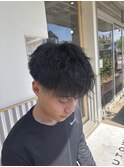 パーマ風無造作マッシュ
