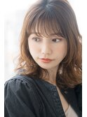 ミディ×べージュ×大人カール.