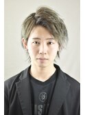 ソフトツイストパーマフェザーマッシュウルフアッシュグレー