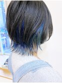 【松戸 ムラマツ】大人マッシュウルフショートボブブルー